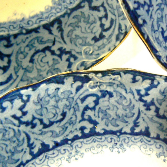 John Maddock & Sons Royal Vitreous Rialto England set of 3 plate bowl flow blue - Picture 5 of 11